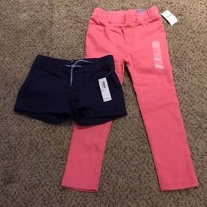 NWT GAP pink jeggings & Old Navy navy khaki shorts
